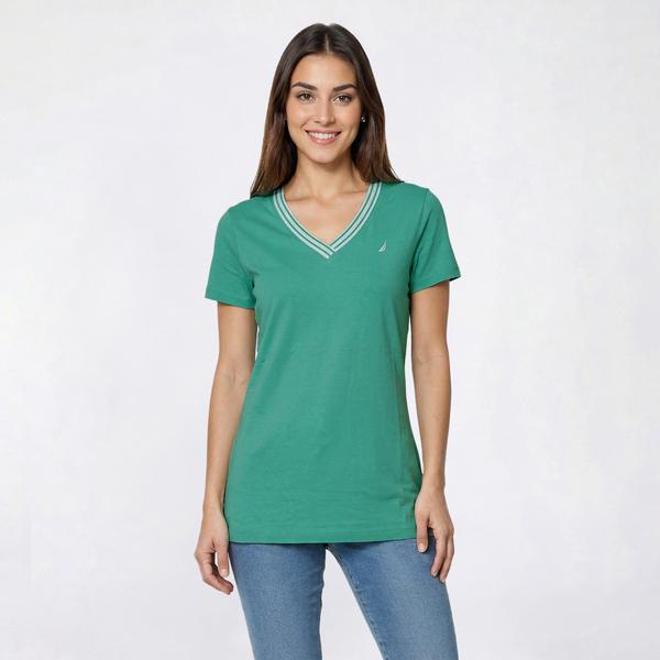 Womens Nautica Short Sleeve V Neck Tipped Tee alternate view